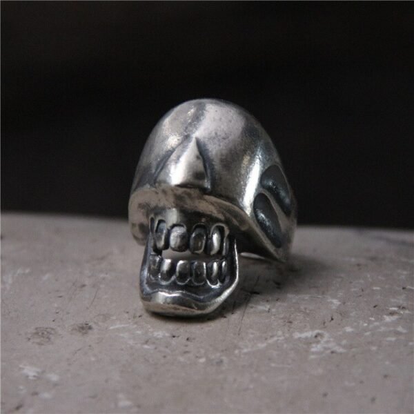 925 Sterling Silver Ring Resizable Alien Skull 5