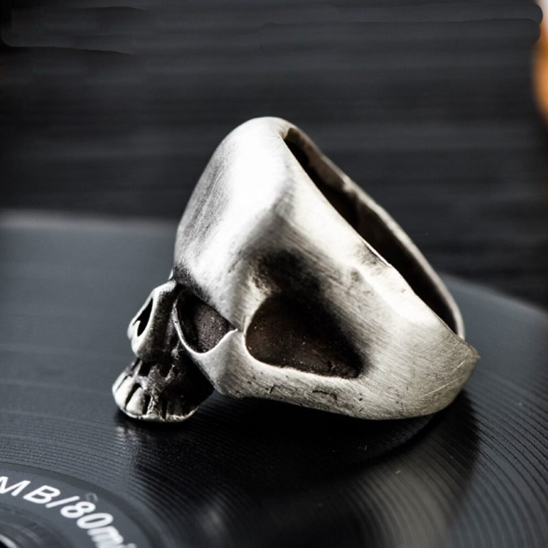 925 Sterling Silver Ring Resizable Punk Skull 1