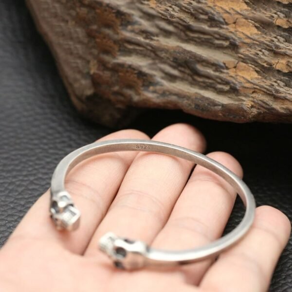 Sterling Silver 925 Bracelet And Ring Double Skulls Face to Face 3