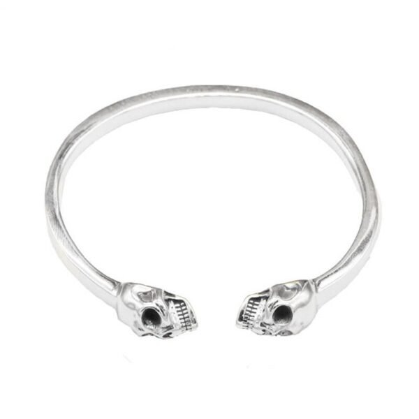 Sterling Silver 925 Bracelet And Ring Double Skulls Face to Face demo