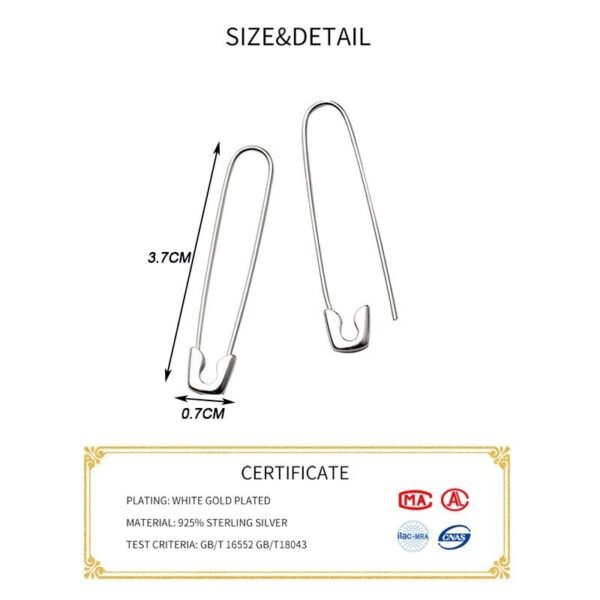 925 Sterling Silver Earrings Safety Pin details