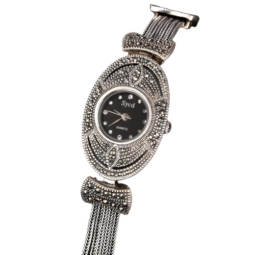 925 Sterling Silver Ladies Watch Retro Oval Clock demo