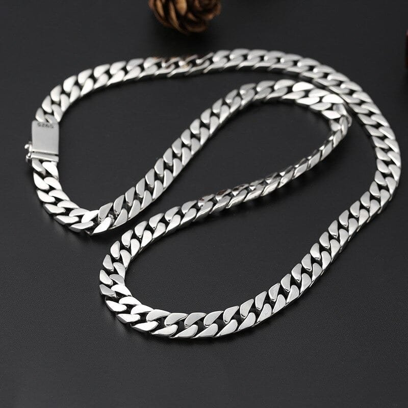 925 Sterling Silver Necklace Flat Square Link up view
