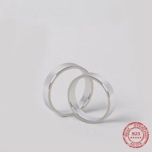 925 Sterling Silver Ring Simple Couple Jewel details stamp