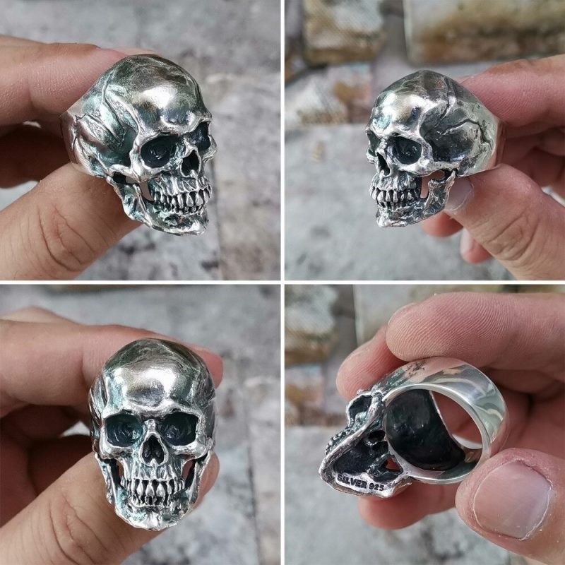 925 Sterling Silver Skull Ring many views