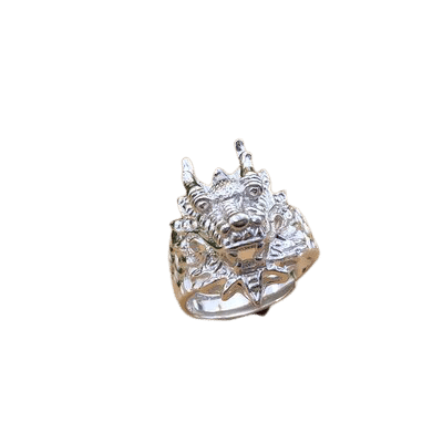 990 Sterling silver ring resizable dragon head demo