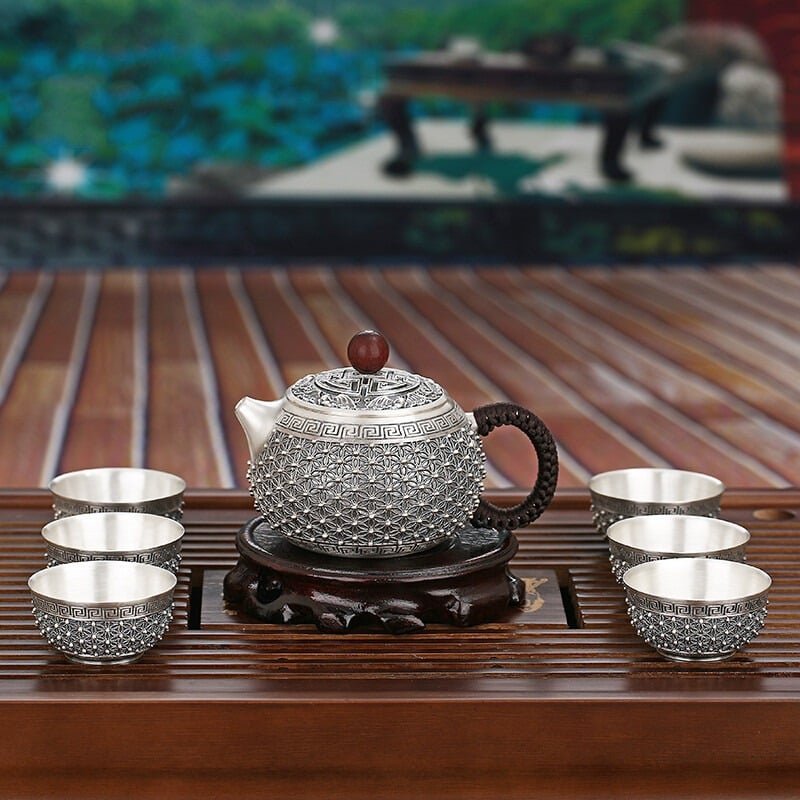 Pure Silver Tea Set Gong Fu Cha 6 cups view