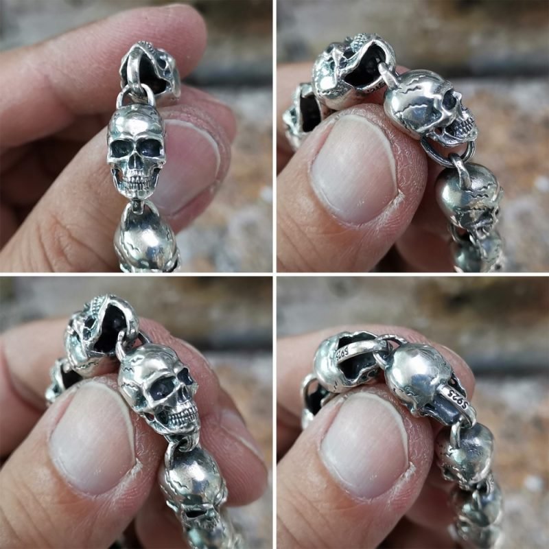 Silver Skull Bracelet detail links