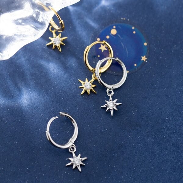 Silver Twinkle Star Earrings silver color