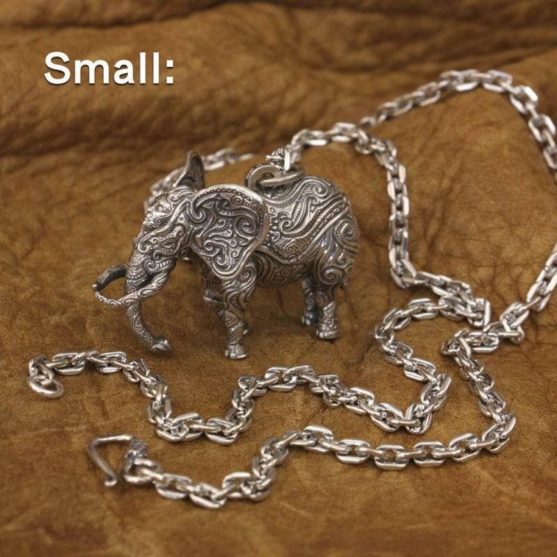 Sterling Silver Elephant Pendant small with necklace