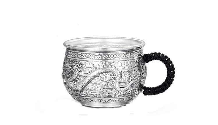 Dragon and Phoenix Tea Cup Silver