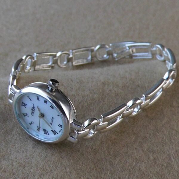 Silver Bracelet Watch For Ladies profile view