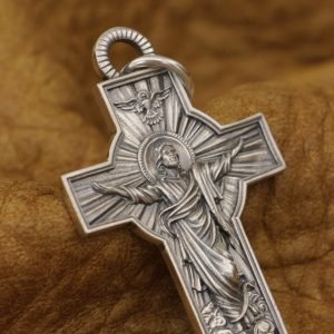 Sterling Silver Large Cross Pendant details up
