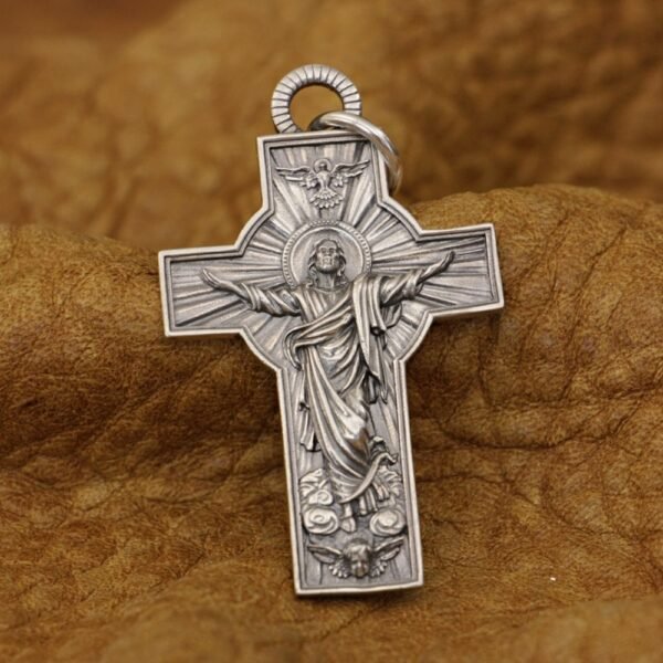 Sterling Silver Large Cross Pendant face view