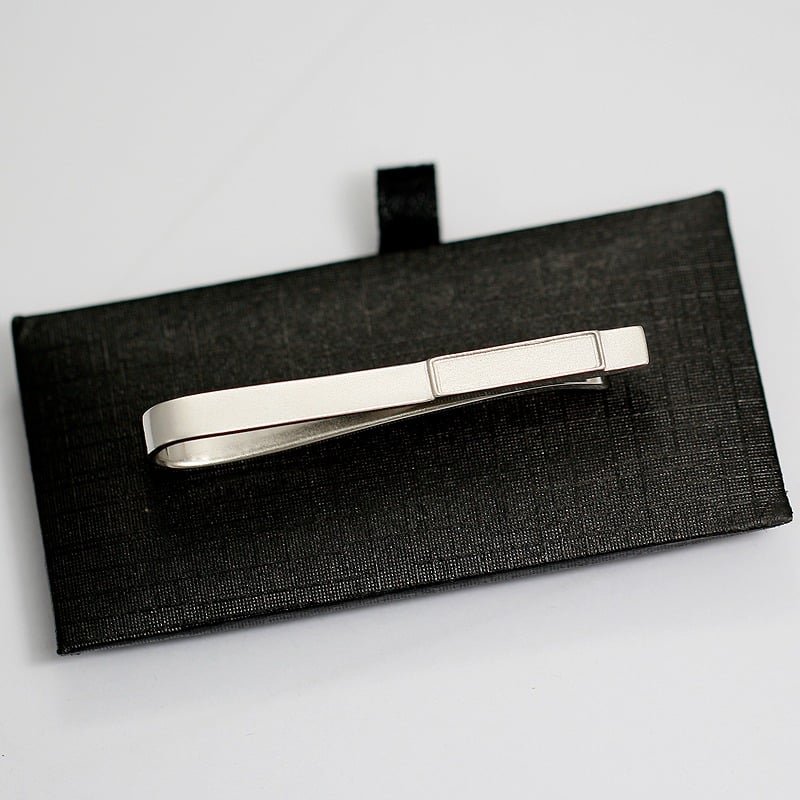 Sterling Silver Tie Clip With Plate face view