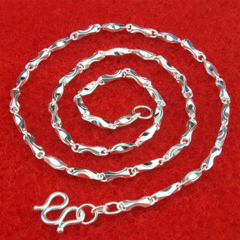 100 Pure Silver Necklace on red background