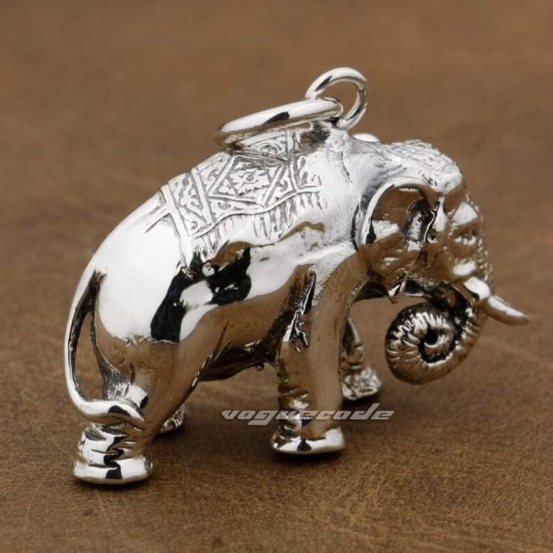 925 Silver Elephant Pendant back view