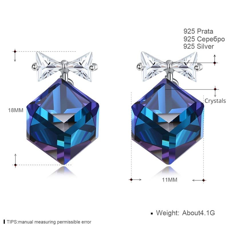 925 Sterling Silver Stud Earrings With Swarovski Crystals measures