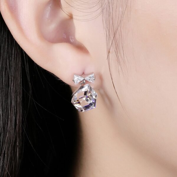 925 Sterling Silver Stud Earrings With Swarovski Crystals on ear