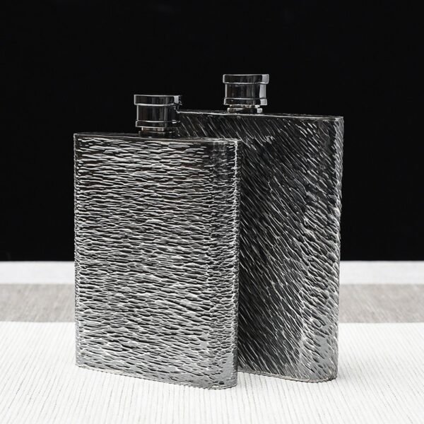 Antique Silver Hip Flask together both sizes