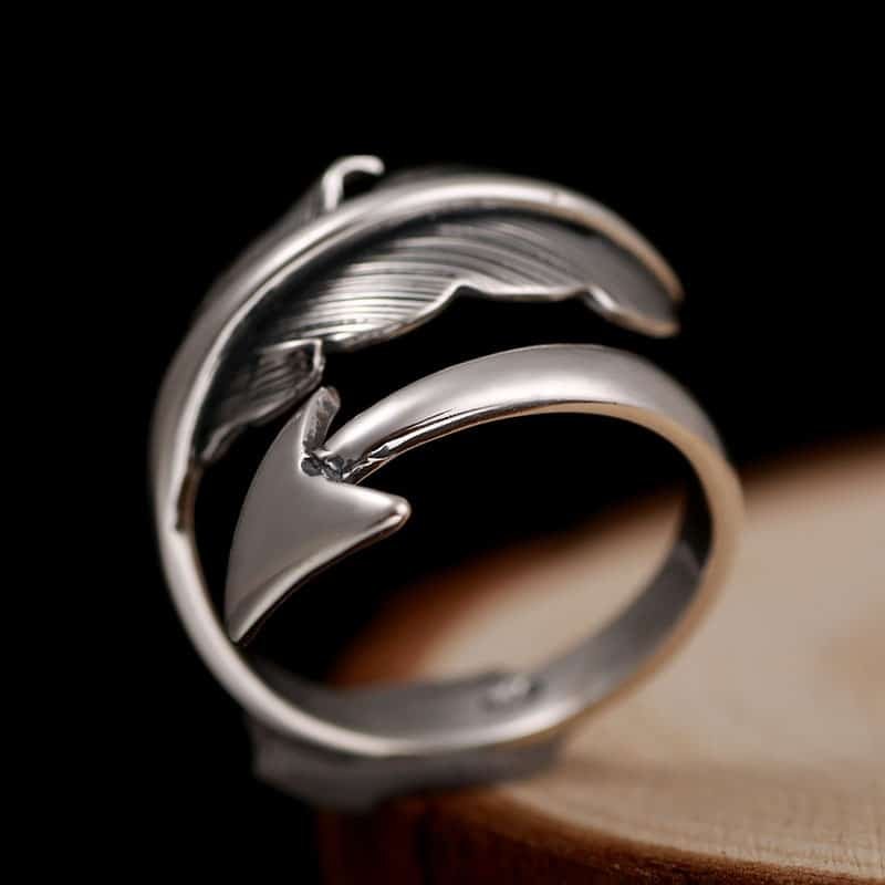 Feather Wrap Ring Silver stamp and inner view