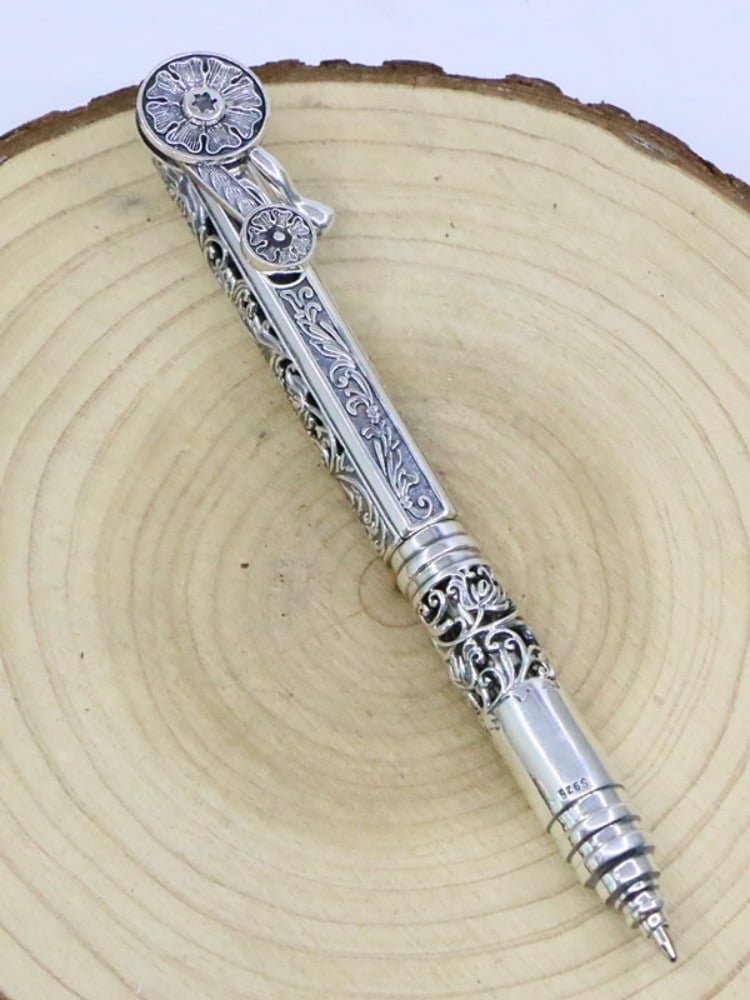 Handmade Sterling Silver Ballpoint Pen up view