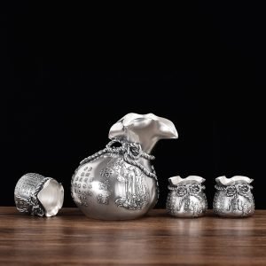 Pure Silver Wine Decanter details engraved