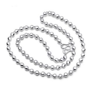 Silver Ball Bead Necklace details