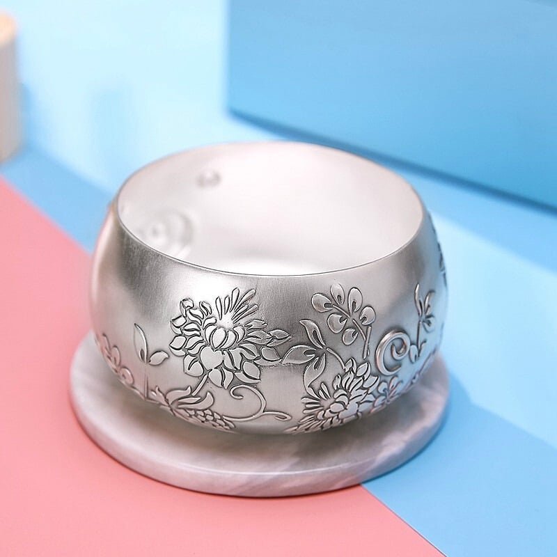 Silver Bowl Set For Baby back view