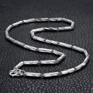 Silver Tube Necklace Chain details