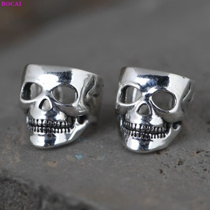 Small Skull Stud Earrings Sterling Silver face view clip