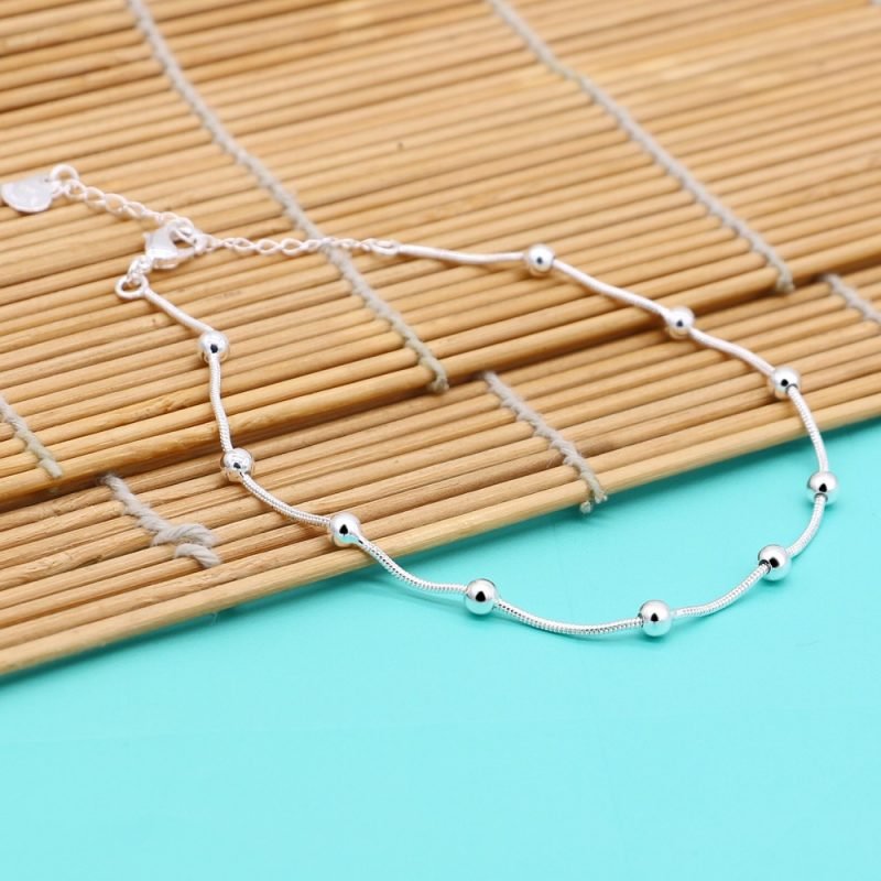 Solid Sterling Silver Anklet up view