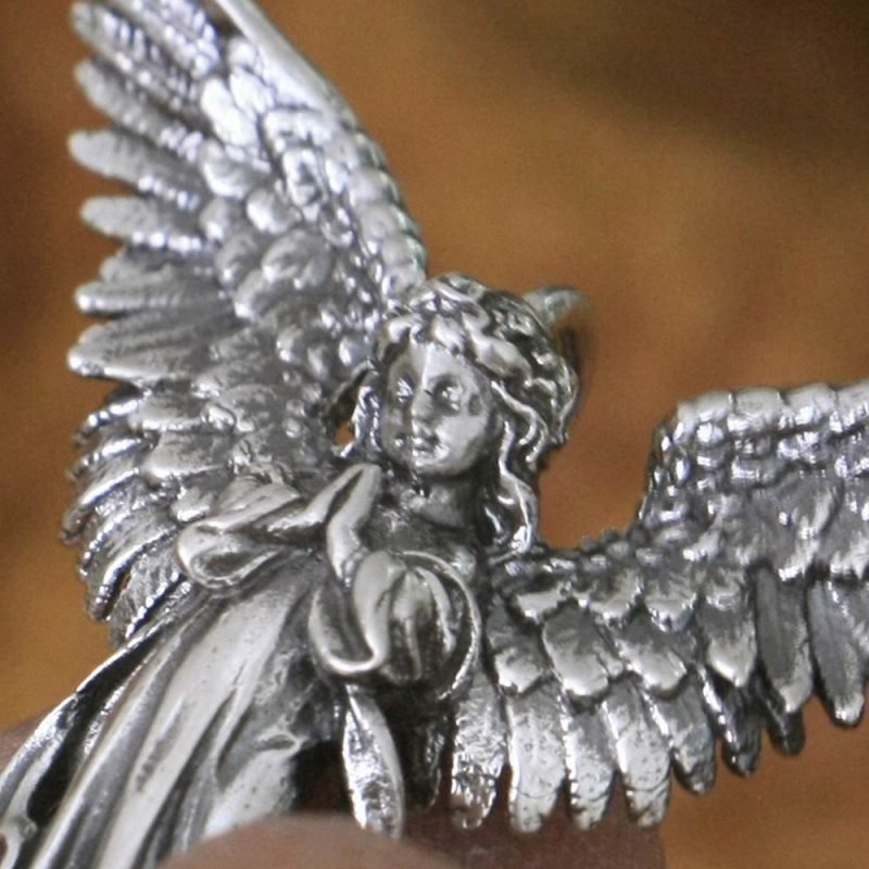 Sterling Silver Angel Pendant details head
