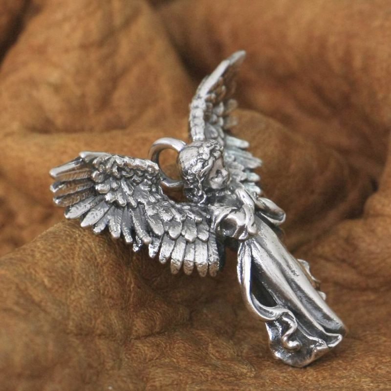 Sterling Silver Angel Pendant profile view