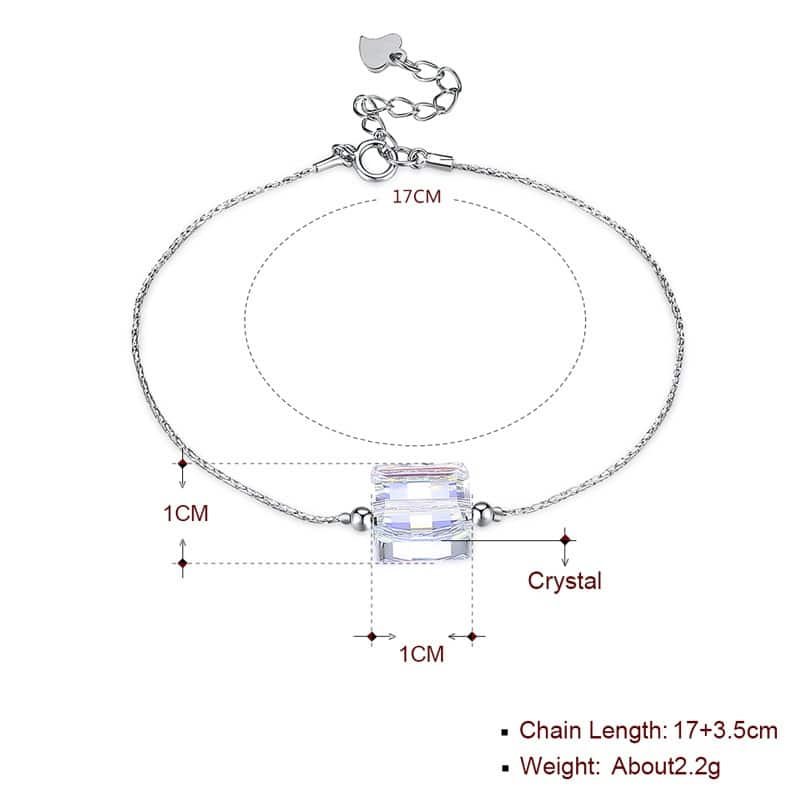 Sterling Silver Bracelet With Swarovski Crystals measures