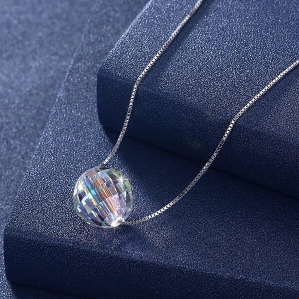 Sterling Silver Crystal Ball Necklace face view