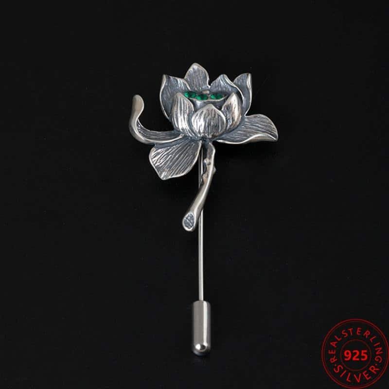 Sterling Silver Floral Brooch face view