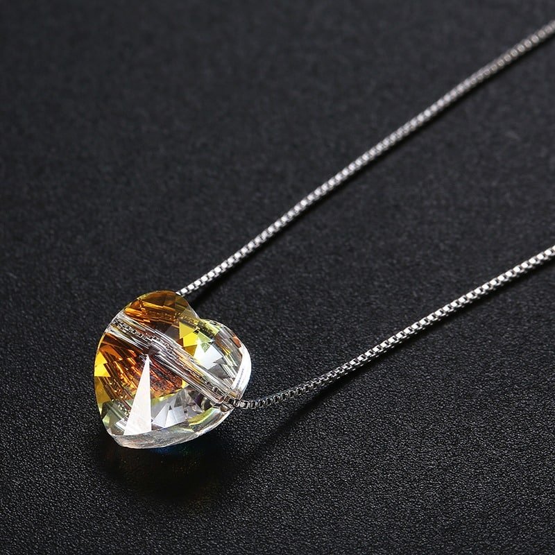 Sterling Silver Necklace With Crystal Pendant up view