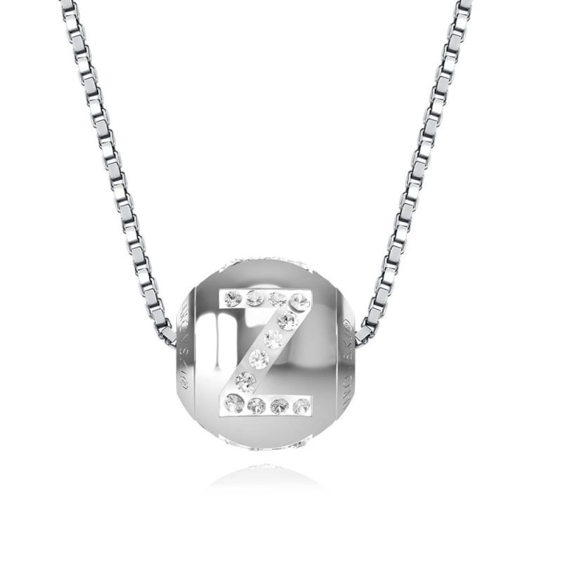 Womens Sterling Silver Initial Necklace Z