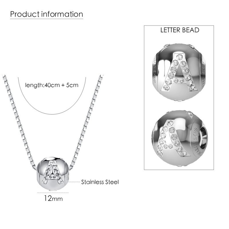 Womens Sterling Silver Initial Necklace measures and details