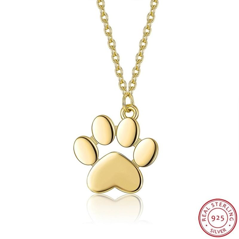 Dog Paw Necklace Silver gold plated