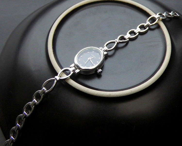 Silver And Black Womens Watch opened
