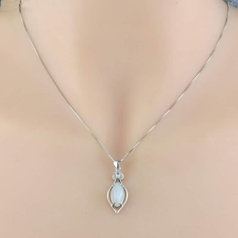 Silver And Jade Pendant on neck 2