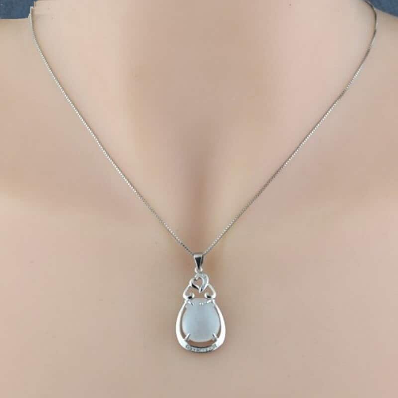 Silver And Jade Pendant on neck
