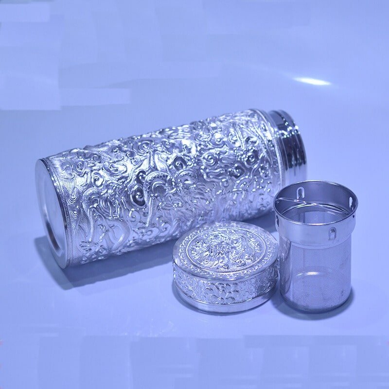 Silver Water Bottle disassembled