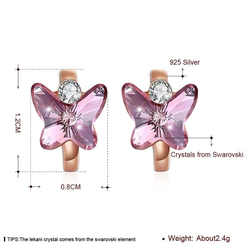 Sterling Silver Crystal Butterfly Earrings measures