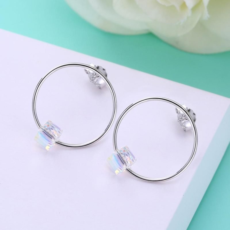 Sterling Silver Large Circle Stud Earrings back view