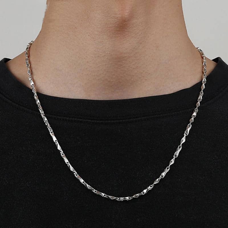 Silver Ingot Necklace on neck 2