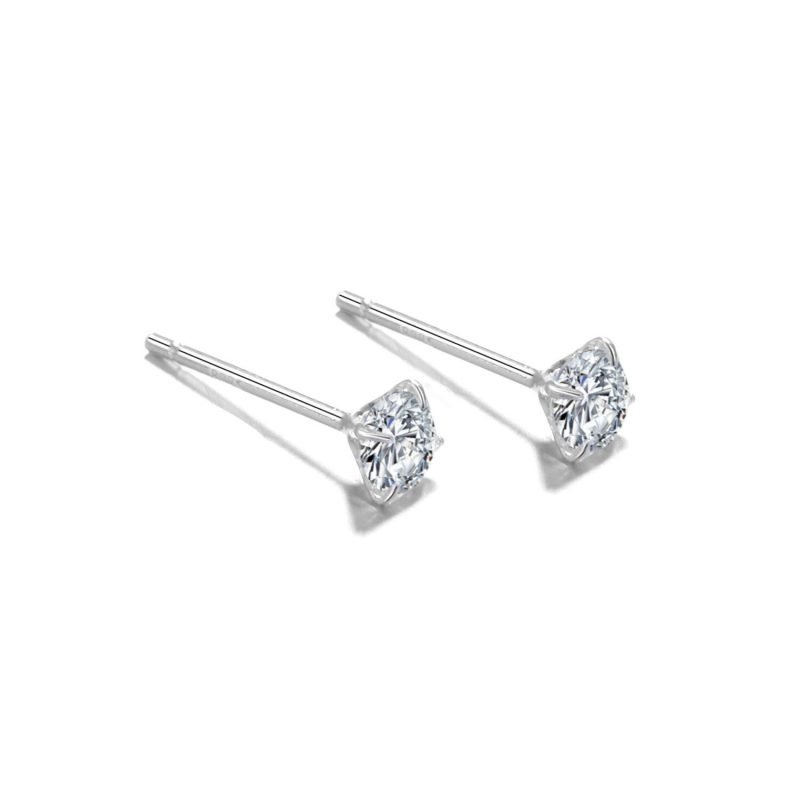 Sterling Silver Music Note Stud Earrings with zircon 2