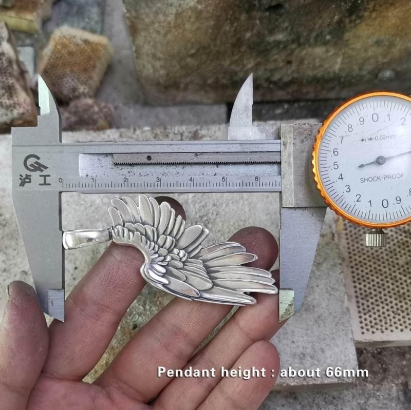 Angel Wing Pendant Silver length